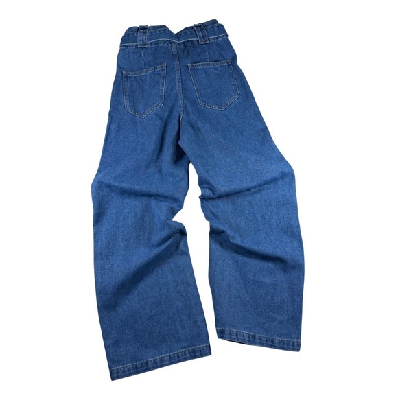 NWT Cider Wide Leg Jeans Paperbag Waist Belted Medium Wash Denim Women's XS - Picture 5 of 5